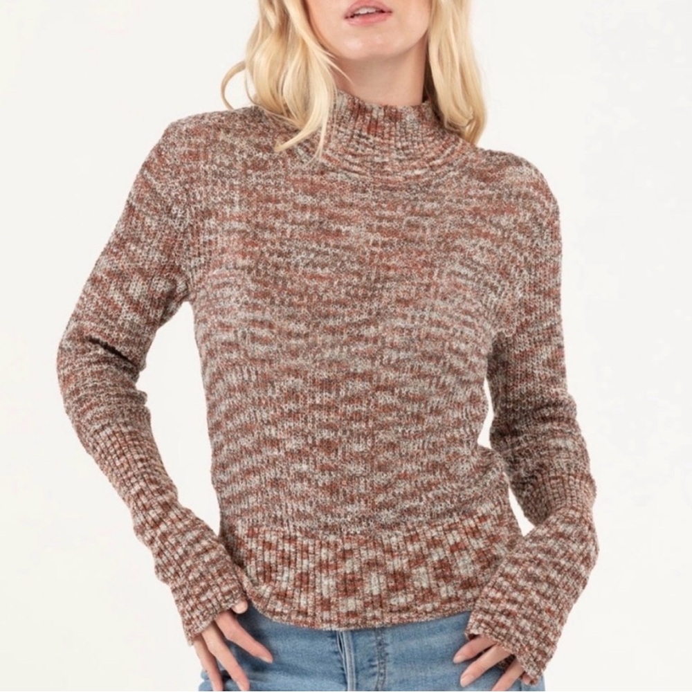 Free People Blair Spacedye Pullover / Black Coffee Combo size large